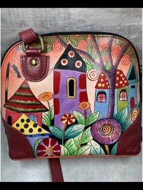 Anuschka Anna Village Of Dreams Hand Painted Leather Crossbody Bag